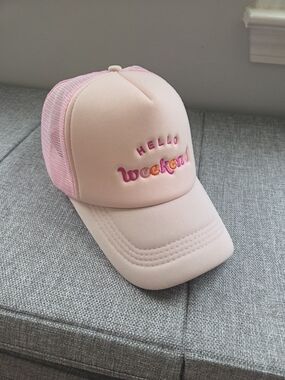 Pink "Hello Weekend" Womens Trucker Hat